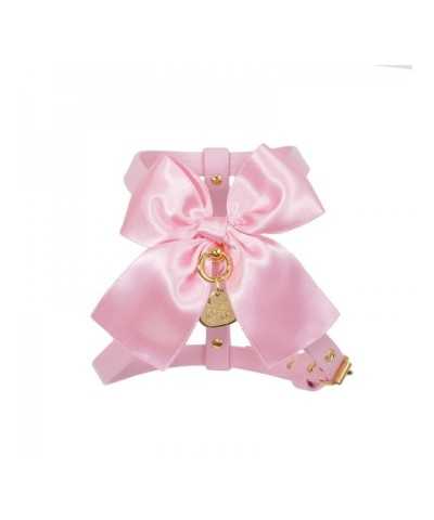 Piccoli Pets SATIN BOW HARNESS PINK ECOLEATHER/GOLD